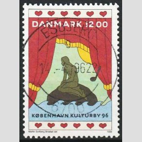 FRIM�RKER DANMARK | 1996 - AFA 1110 - K�benhavn Kulturby 96 - 12,00 Kr. flerfarvet - Pragt Stemplet 