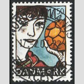 FRIMRKER DANMARK | 2002 - AFA 1345 - Sport og ungdom - 11,50 Kr. Hndbold - Pragt Stemplet