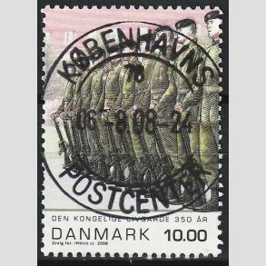 FRIM�RKER DANMARK | 2008 - AFA 1534 - Livgarden 350 �r. - 10,00 Kr. flerfarvet - Lux Stemplet 
