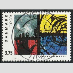 FRIM�RKER DANMARK | 1993 - AFA 1041 - Nutidskunst - 3,75 Kr. flerfarvet - Pragt Stemplet Vejle