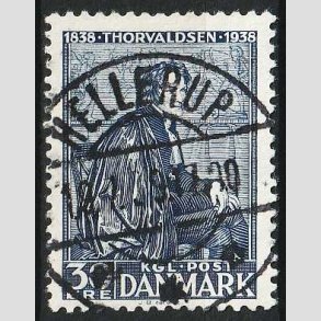 FRIM�RKER DANMARK | 1938 - AFA 251 - Thorvaldsen 30 �re bl� - Lux Stemplet Hellerup