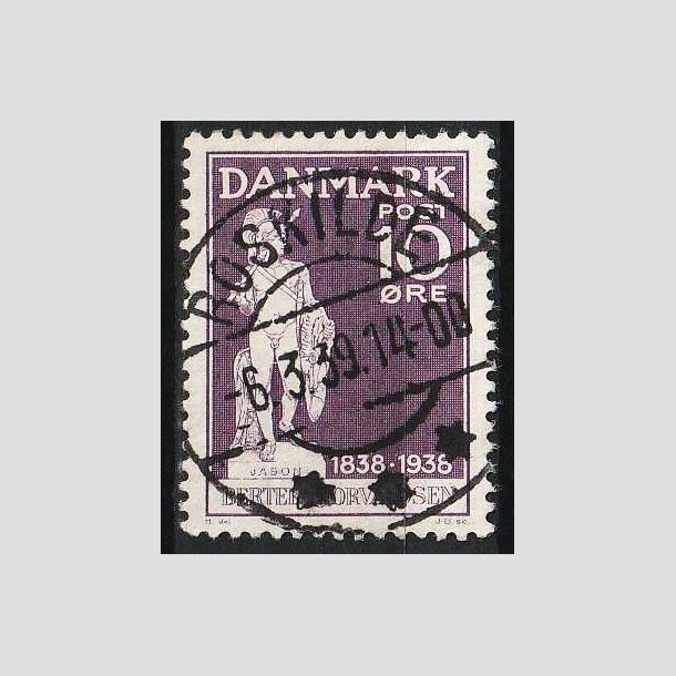 FRIMRKER DANMARK | 1938 - AFA 250 - Thorvaldsen 10 re violet - Lux Stemplet Roskilde