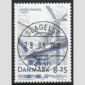 FRIM�RKER DANMARK | 2007 - AFA 1495 - Danske vindm�ller - 8,25 Kr. bl� - Lux Stemplet Slagelse