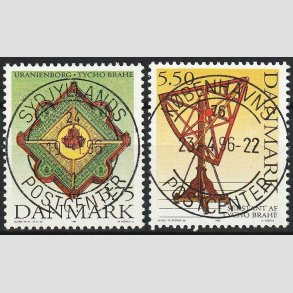 FRIM�RKER DANMARK | 1995 - AFA 1101+1102 - Tycho Brahe - 3,75+5,50 Kr.  - Pragt Stemplet