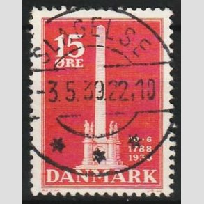 FRIM�RKER DANMARK | 1938 - AFA 244 - Stavnsb�ndet 15 �re r�d - Lux Stemplet Slagelse