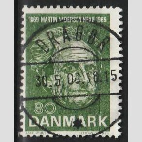 FRIM�RKER DANMARK | 1969 - AFA 485 - Martin Andersen Nex� - 80 �re gr�n - Lux Stemplet Drag�r 