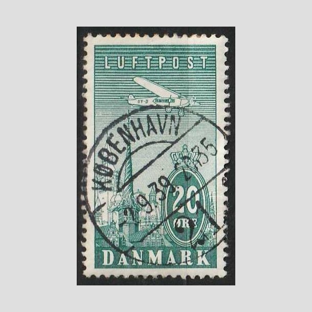 FRIMRKER DANMARK | 1934 - AFA 218 - Ny Luftpost 20 re blgrn - Lux Stemplet