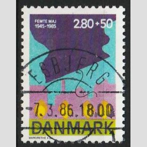 FRIMRKER DANMARK | 1985 - AFA 831 - 40-ret for befrielsen - 2,80 Kr. + 50 re - Pragt Stemplet