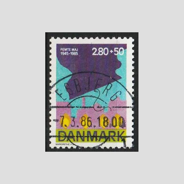 FRIMRKER DANMARK | 1985 - AFA 831 - 40-ret for befrielsen - 2,80 Kr. + 50 re - Pragt Stemplet