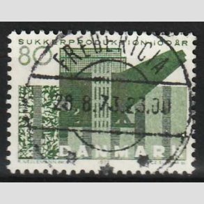 FRIM�RKER DANMARK | 1971 - AFA 521 - Sukkerproduktion - 80 �re gr�n - Lux Stemplet