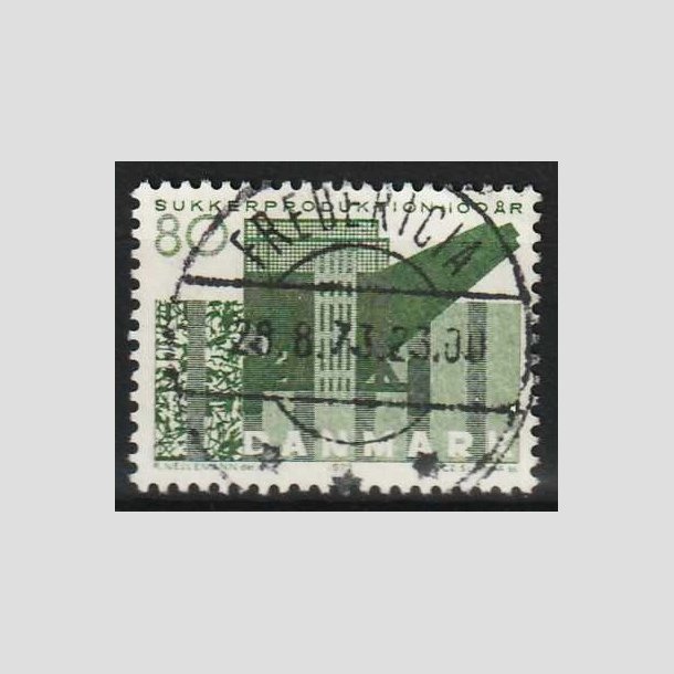 FRIM�RKER DANMARK | 1971 - AFA 521 - Sukkerproduktion - 80 �re gr�n - Lux Stemplet