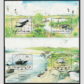 FRIM�RKER DANMARK | 1999 - AFA 1228,1231 | Danske tr�kfugle - Miniark I og II - Lux stemplet