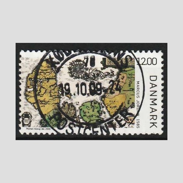 FRIM�RKER DANMARK | 2009 - AFA 1587 - Gamle Danmarkskort - 12,00 Kr. flerfarvet - Pragt Stemplet 