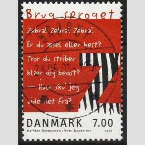 FRIMRKER DANMARK | 2001 - AFA 1282 - Brug sproget - 7,00 Kr. flerfarvet - Pragt Stemplet Brrup