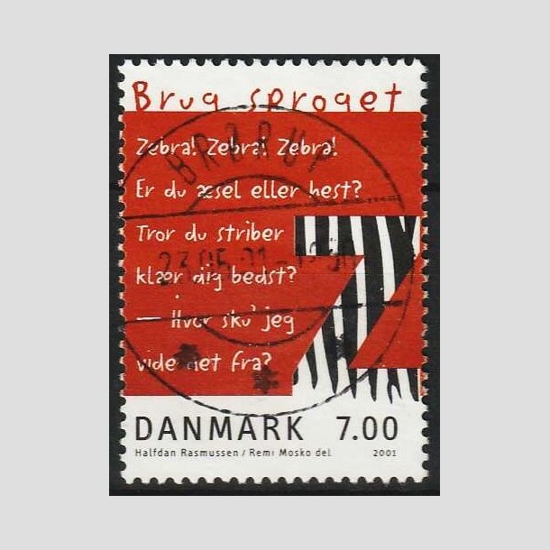 FRIM�RKER DANMARK | 2001 - AFA 1282 - Brug sproget - 7,00 Kr. flerfarvet - Pragt Stemplet Br�rup