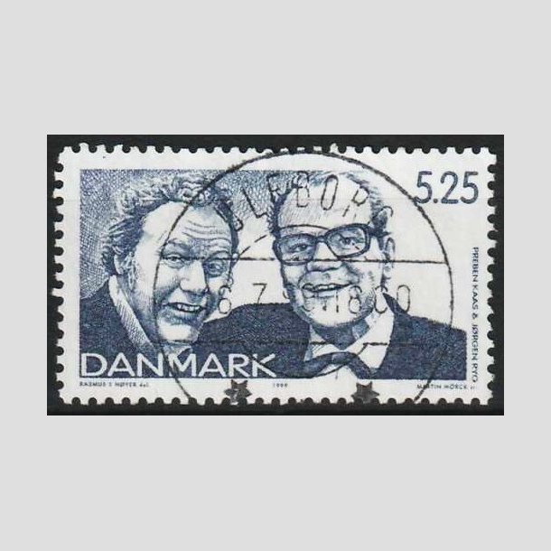FRIM�RKER DANMARK | 1999 - AFA 1214 - Dansk revy - 5,25 Kr. bl� - Lux Stemplet Ulfborg