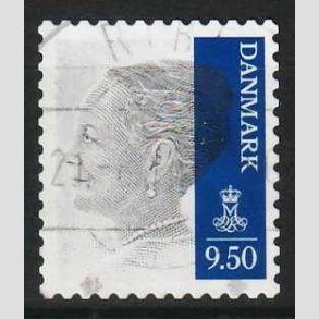 FRIMRKER DANMARK | 2010 - AFA 1609E - Dronning Margrethe II - 9,50 Kr. gr/mrkbl - Lux stemplet 
