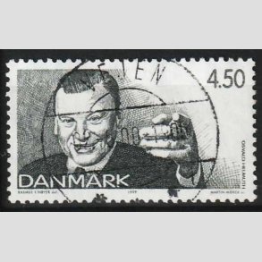 FRIM�RKER DANMARK | 1999 - AFA 1213 - Dansk revy - 4,50 Kr. gr�n - Pragt Stemplet Vejen