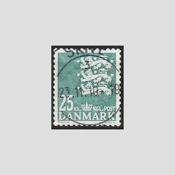 FRIMRKER DANMARK | 2010 - AFA 402E - Lille Rigsvben - 25,00 Kr. mrkegrn - Pragt Stemplet Skive
