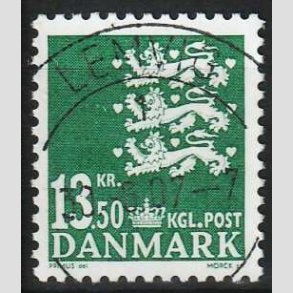 FRIMRKER DANMARK | 2007 - AFA 1490 - Lille Rigsvben - 13,50 Kr. grn - Pragt Stemplet