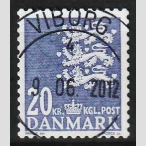FRIMRKER DANMARK | 2007 - AFA 848aE - Lille Rigsvben - 20,00 Kr. bl - Lux Stemplet Viborg