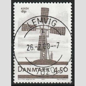 FRIM�RKER DANMARK | 2007 - AFA 1492 - Danske vindm�ller - 4,50 Kr. - Lux Stemplet Lemvig