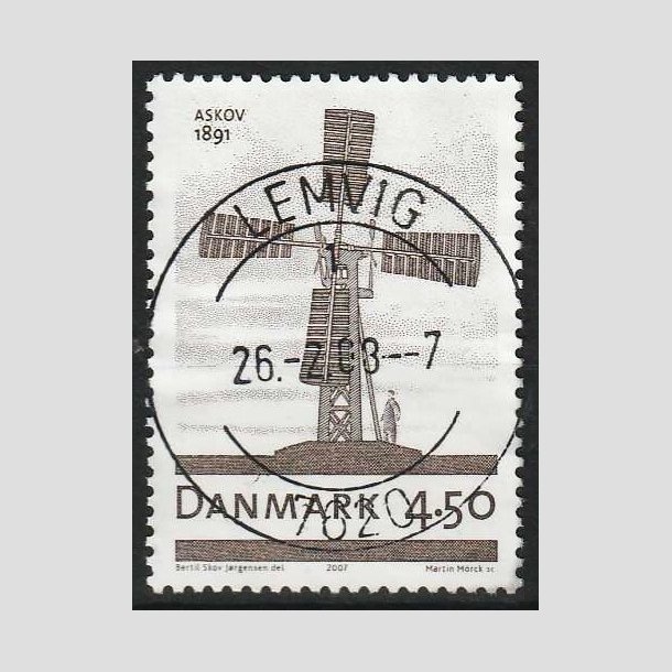 FRIM�RKER DANMARK | 2007 - AFA 1492 - Danske vindm�ller - 4,50 Kr. - Lux Stemplet Lemvig