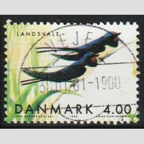 FRIM�RKER DANMARK | 1999 - AFA 1222 - Danske tr�kfugle - 4,00 Kr. landsvaler - Pragt Stemplet Vejle