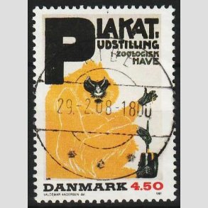 FRIM�RKER DANMARK | 1991 - AFA 1000 - Dansk Plakatkunst - 4,50 Kr. flerfarvet - Lux Stemplet Ribe