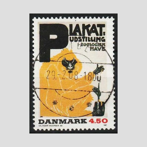 FRIM�RKER DANMARK | 1991 - AFA 1000 - Dansk Plakatkunst - 4,50 Kr. flerfarvet - Lux Stemplet Ribe
