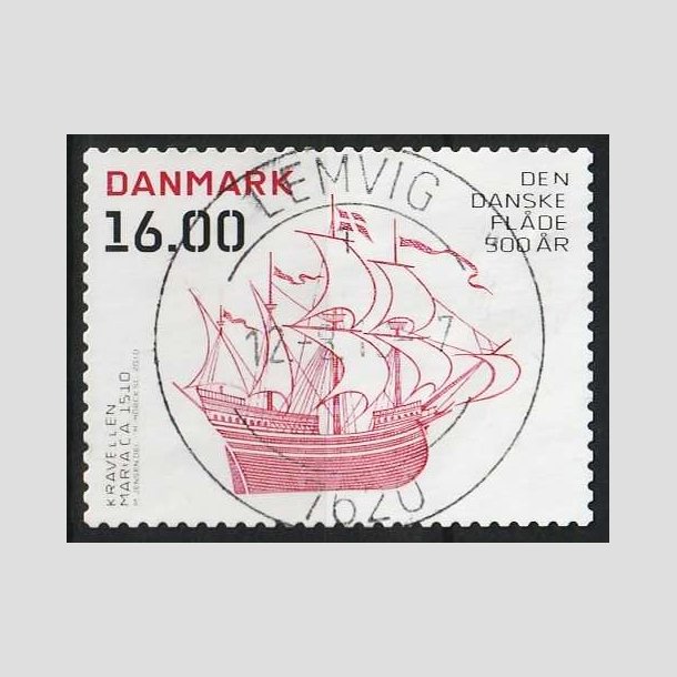 FRIMRKER DANMARK | 2010 - AFA 1624E - Danske flde 500 r - 16,00 Kr. - Pragt Stemplet Lemvig 
