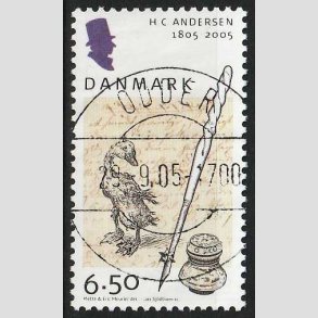 FRIM�RKER DANMARK | 2005 - AFA 1424 - H.C. Andersen - 6,50 Kr. Pen og bl�k - Lux Stemplet Odder