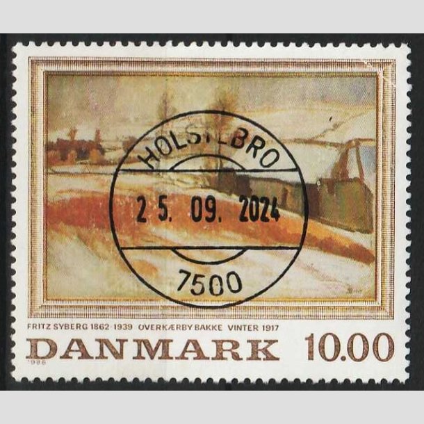 FRIMRKER DANMARK | 1988 - AFA 922 - Fritz Syberg - 10,00 Kr. flerfarvet - Pragt Stemplet 