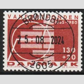 FRIMRKER DANMARK | 1980 - AFA 694 - Vanfrefonden 25 r. - 1,30 Kr. + 20 re - Lux Stemplet