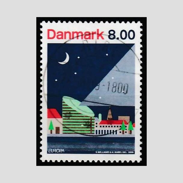 FRIM�RKER DANMARK | 2009 - AFA 1577 - Astronomi - 8,00 Kr. flerfarvet - Pragt Stemplet Ribe