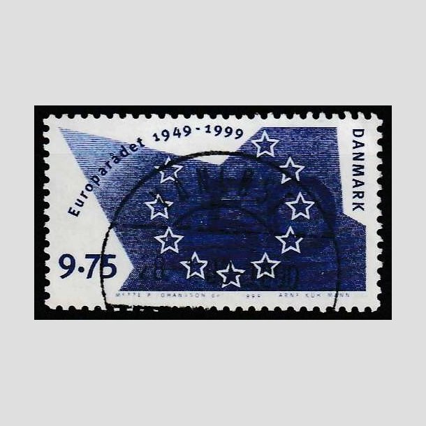 FRIM�RKER DANMARK | 1999 - AFA 1211 - Europar�det 50 �r - 9,75 Kr. bl� - Lux Stemplet Vanl�se 