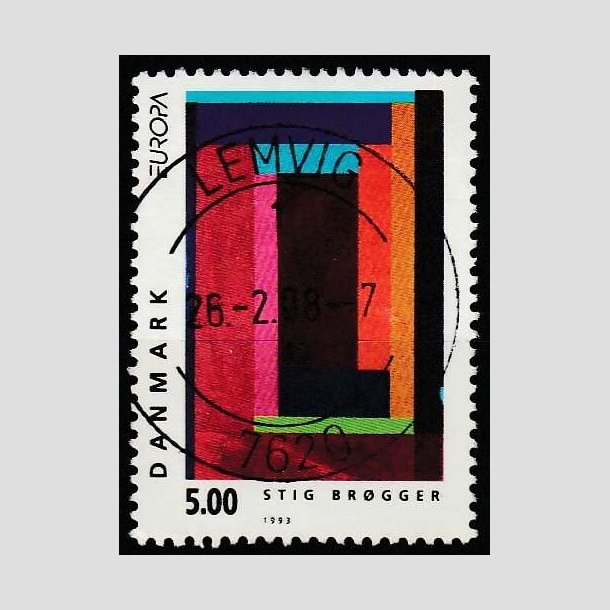 FRIM�RKER DANMARK | 1993 - AFA 1042 - Nutidskunst - 5,00 Kr. flerfarvet - Pragt Stemplet Lemvig