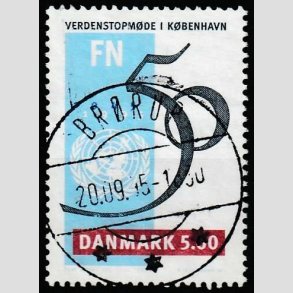 FRIM�RKER DANMARK | 1995 - AFA 1085 - FN 50 �r - 5,00 Kr. flerfarvet - Pragt Stemplet Br�rup