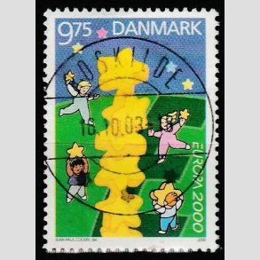 FRIMRKER DANMARK | 2000 - AFA 1256 - Europamrke - 9,75 Kr. flerfarvet - Pragt Stemplet Roskilde