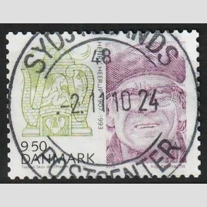 FRIMRKER DANMARK | 2010 - AFA 1634E - Store danskere 3. - 9,50 Kr. Henry Heerup - Pragt Stemplet
