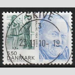 FRIM�RKER DANMARK | 2008 - AFA 1551 - Store danskere 2. - 5,50 Kr. Erik Balling - Pragt Stemplet 