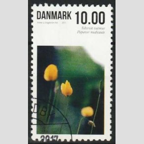 FRIM�RKER DANMARK | 2011 - AFA 1666 - Sommerens blomster - 10,00 Kr. flerfarvet - Flot Stemplet