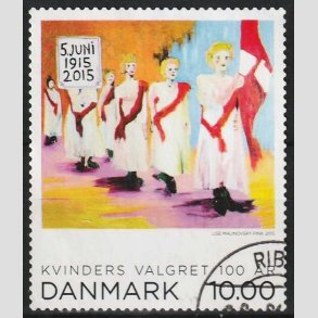 FRIMRKER DANMARK | 2015 - AFA 1832 - Kvinders valgret 100 r - 10,00 Kr. - Pnt Stemplet 