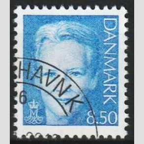 FRIMRKER DANMARK | 2003 - AFA 1340 - Dronning Margrethe II - 8,50 Kr. lysebl - Pnt Stemplet 