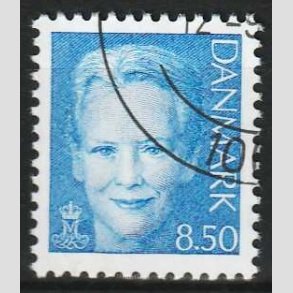 FRIMRKER DANMARK | 2003 - AFA 1340 - Dronning Margrethe II - 8,50 Kr. lysebl - Pnt Stemplet 