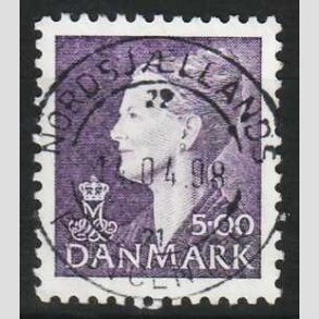 FRIMRKER DANMARK | 1997 - AFA 1154 - Dronning Margrethe - 5,00 Kr. Violet - Lux Stemplet 