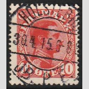 FRIMRKER DANMARK | 1913 - AFA 69 - Chr. X 10 re rd - Lux Stemplet 