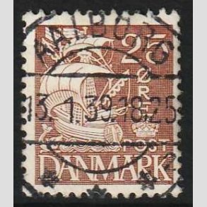 FRIM�RKER DANMARK | 1934 - AFA 214 - Karavel 25 �re brun Type I - Lux Stemplet 