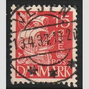 FRIM�RKER DANMARK | 1937-40 - AFA 203a - Karavel 15 �re r�d Type II - Lux Stemplet Vejen