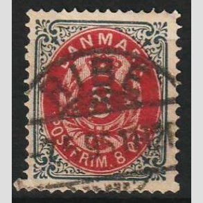 FRIM�RKER DANMARK | 1875 - AFA 25 - 8 �re gr�/r�d - Lux Stemplet Ribe